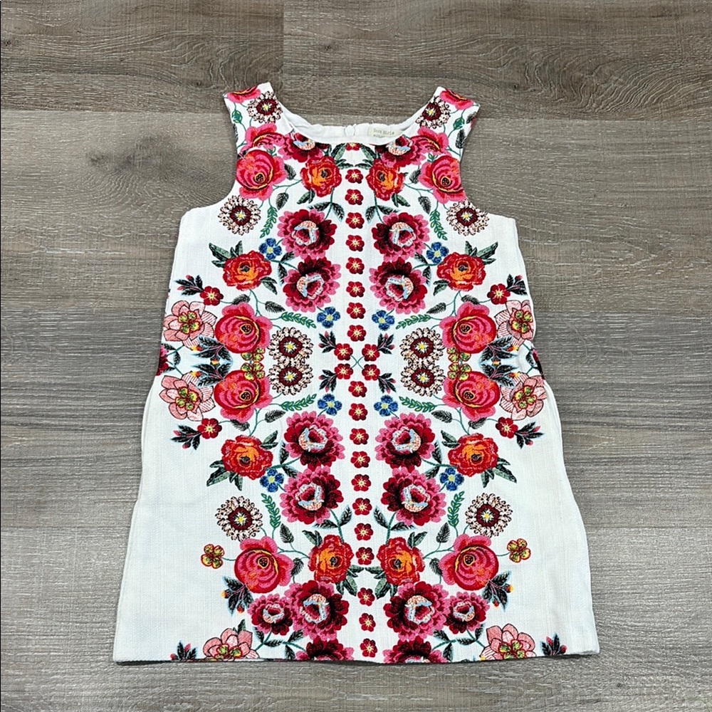 Floral Kids Dress - White with Multicolor Design